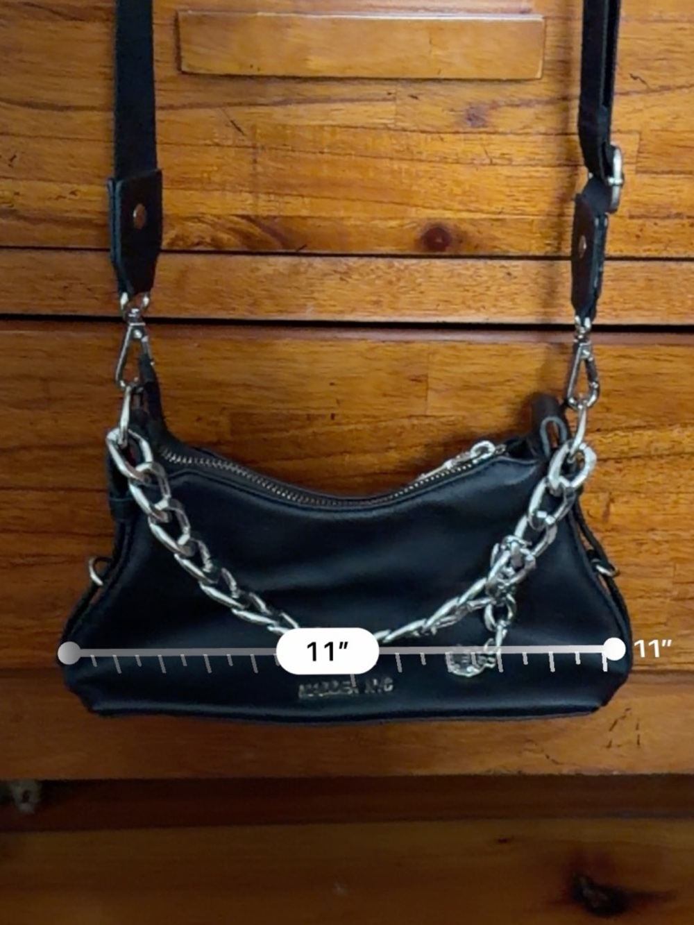 3/$25 🖤 Madden NYC Black Shoulder Bag with Chain - Picture 5 of 11